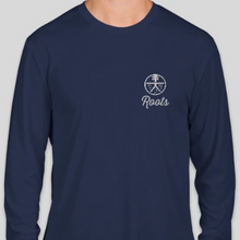 Load image into Gallery viewer, Long Sleeve Roots &quot;Running&quot; Dri Fit Shirt - navy &amp; black
